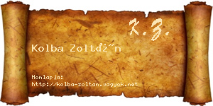 Kolba Zoltán névjegykártya